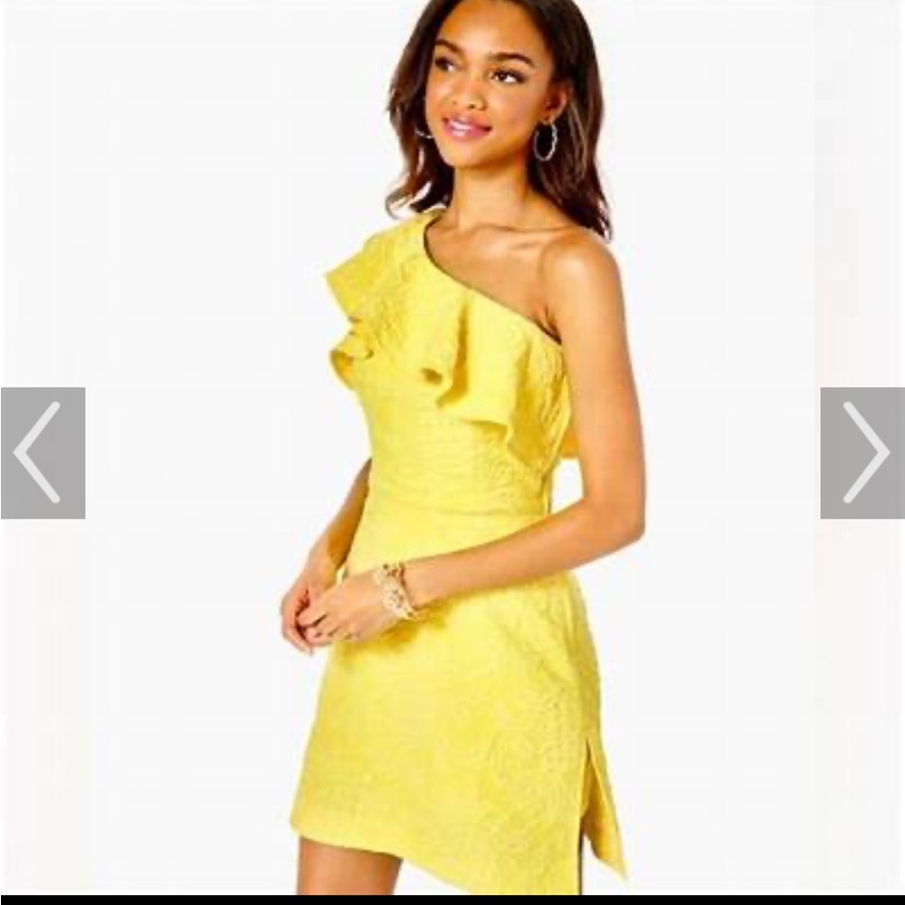 Lilly pulitzer lipton Yellow One-Shoulder Romper